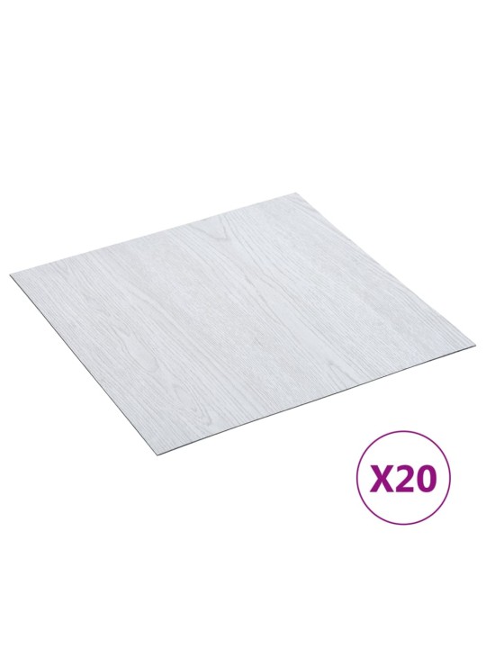 Grīdas flīzes, 20 gab., pašlīmējošas, 1,86 m², pvc, baltas