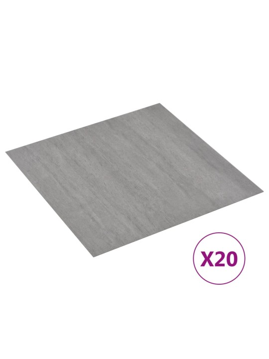Grīdas flīzes, 20 gab., pašlīmējošas, 1,86 m², pvc, pelēkas