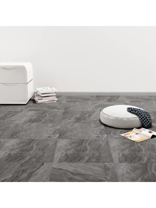 Grīdas flīzes, 20 gab., pašlīmējošas, 1,86 m², pvc, melnas