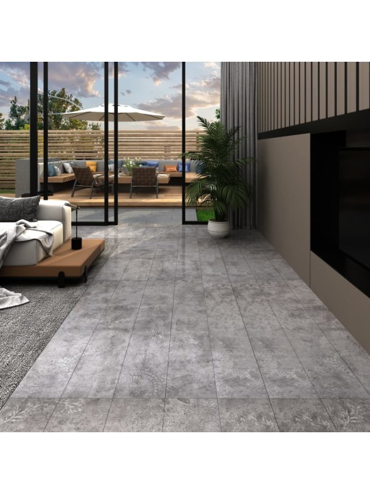 Grīdas dēļi, pašlīmējoši, 5,21 m², 2 mm, betona pelēki, pvc