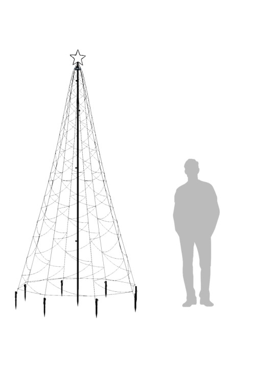 Ziemassvētku eglīte ar metāla kātu, 500 silti baltas led, 3 m