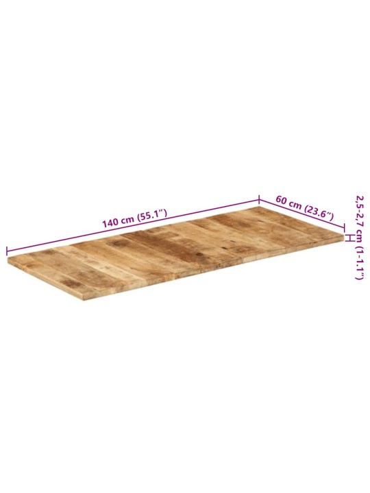 Galda virsma, 140x60x(2,5-2,7) cm, neapstrādāts mango koks
