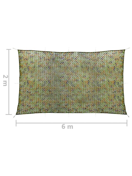 Kamuflāžas tīkls ar uzglabāšanas somu, 2x6 m, zaļš