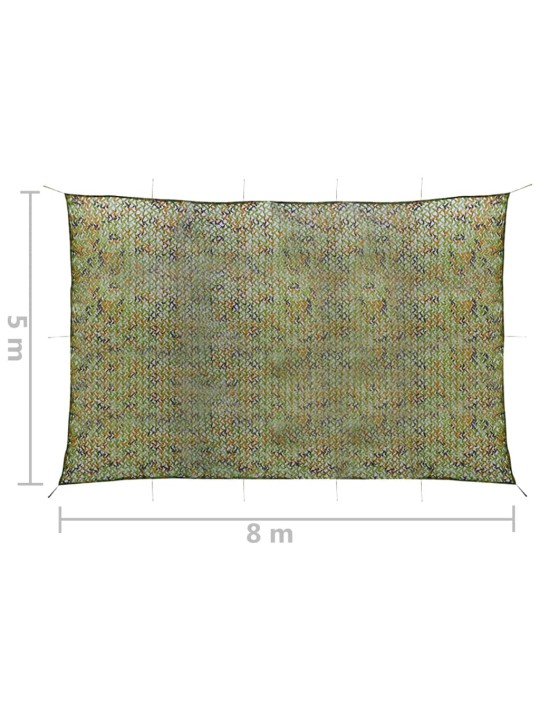 Kamuflāžas tīkls ar uzglabāšanas somu, 5x8 m, zaļš