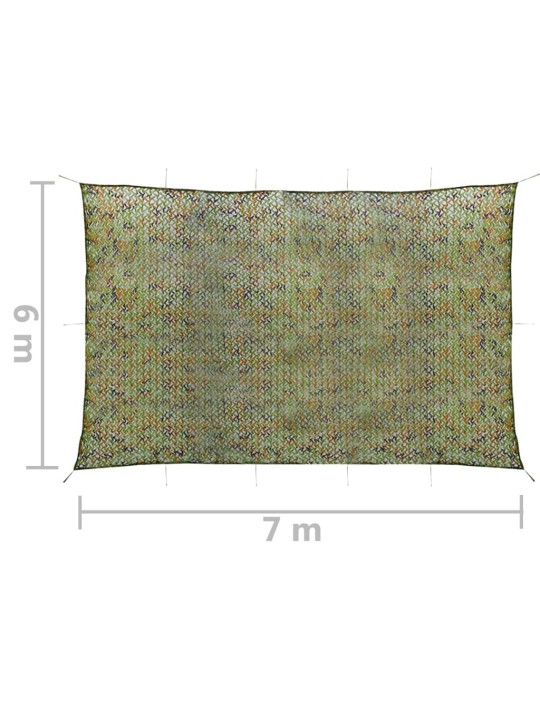Kamuflāžas tīkls ar uzglabāšanas somu, 6x7 m, zaļš