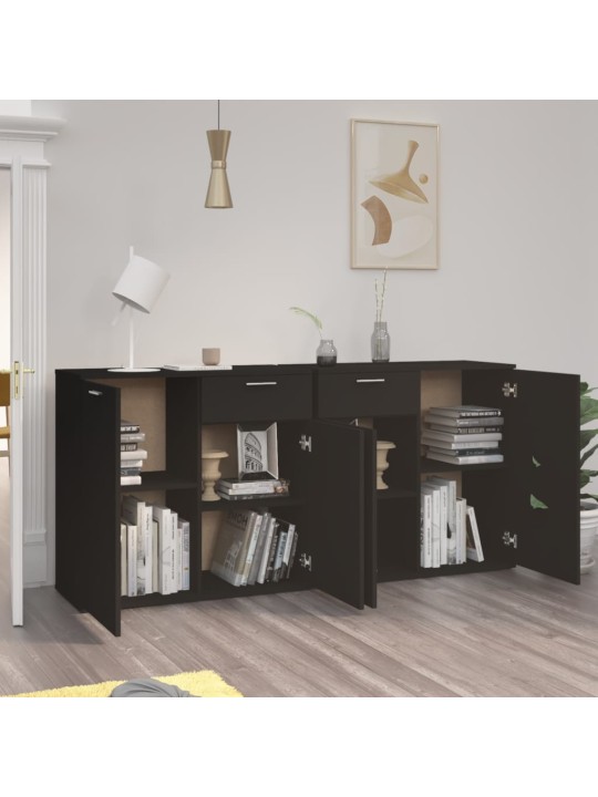 Kumode, melna, 160x36x75 cm, inženierijas koks