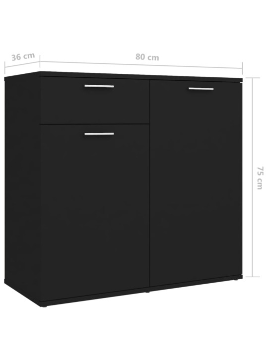 Kumode, melna, 160x36x75 cm, inženierijas koks