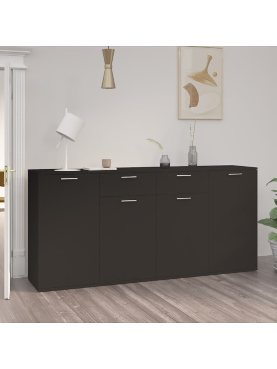 Kumode, melna, 160x36x75 cm, inženierijas koks