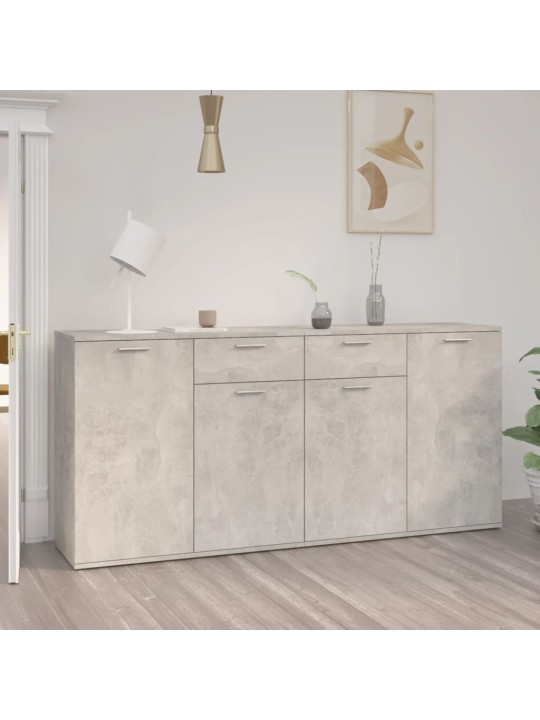 Kumode, betona pelēka, 160x36x75 cm, inženierijas koks