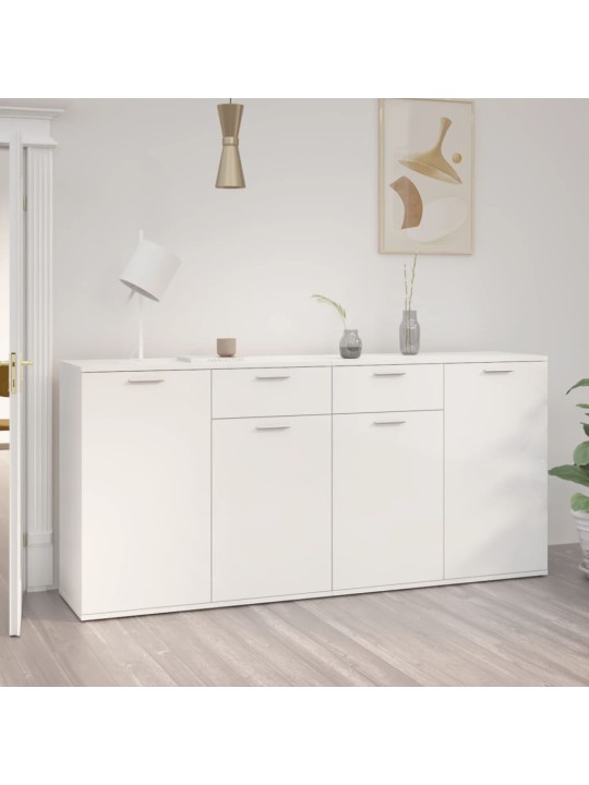 Kumode, spīdīgi balta, 160x36x75 cm, inženierijas koks