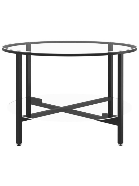 Kafijas galdiņš, melns un caurspīdīgs, 70 cm, rūdīts stikls