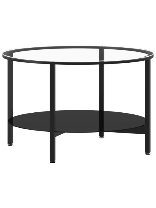 Kafijas galdiņš, melns un caurspīdīgs, 70 cm, rūdīts stikls