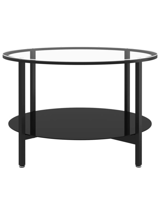 Kafijas galdiņš, melns un caurspīdīgs, 70 cm, rūdīts stikls