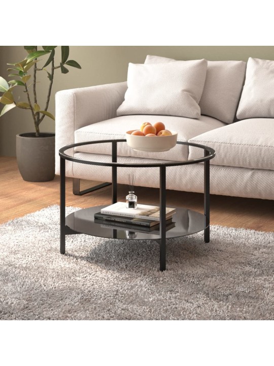 Kafijas galdiņš, melns un caurspīdīgs, 70 cm, rūdīts stikls