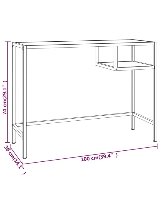 Datorgalds, melns marmora raksts, 100x36x74 cm, rūdīts stikls