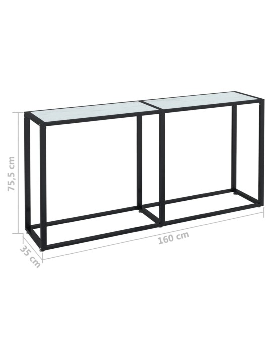 Konsoles galdiņš, marmora raksts, 160x35x75,5 cm, rūdīts stikls