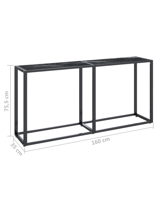 Konsoles galdiņš, marmora raksts, 160x35x75,5 cm, rūdīts stikls