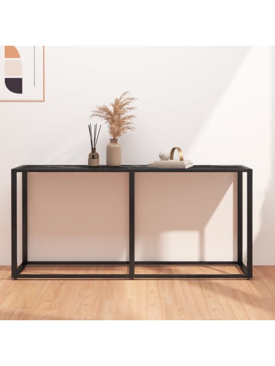 Konsoles galdiņš, marmora raksts, 160x35x75,5 cm, rūdīts stikls