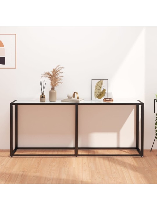Konsoles galdiņš, marmora raksts, 180x35x75,5 cm, rūdīts stikls