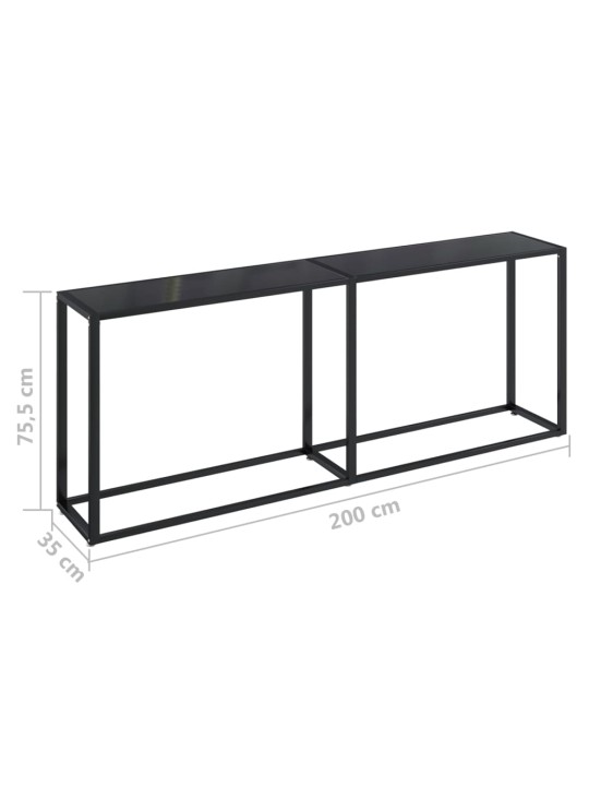 Konsoles galdiņš, melns, 200x35x75,5 cm, rūdīts stikls