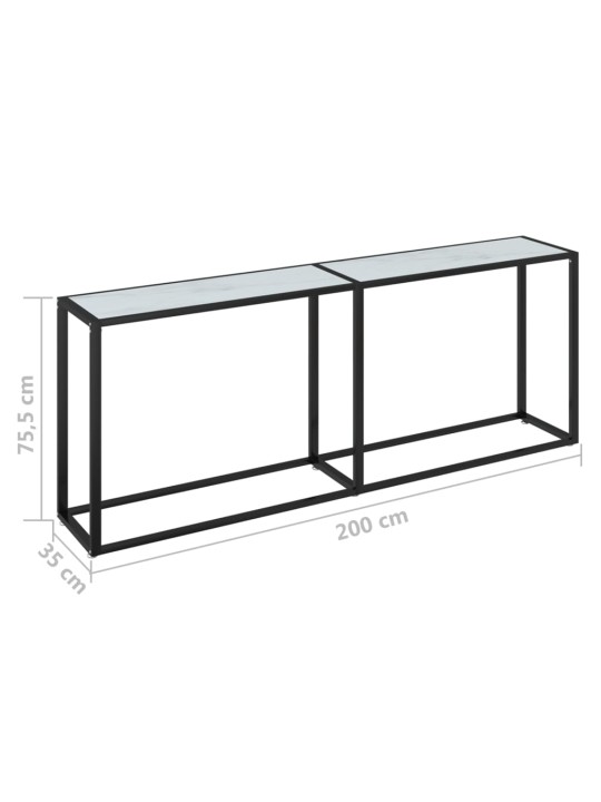 Konsoles galdiņš, marmora raksts, 200x35x75,5 cm, rūdīts stikls