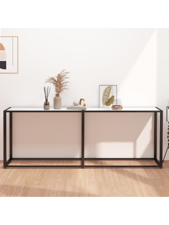 Konsoles galdiņš, marmora raksts, 200x35x75,5 cm, rūdīts stikls