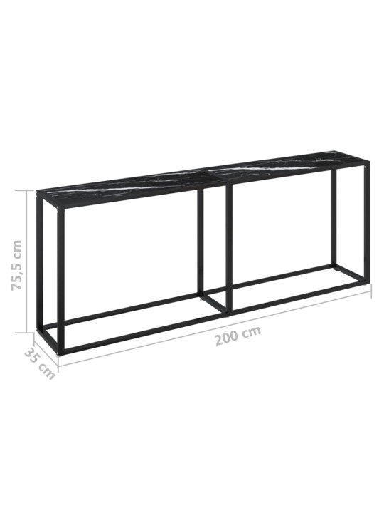 Konsoles galdiņš, marmora raksts, 200x35x75,5 cm, rūdīts stikls