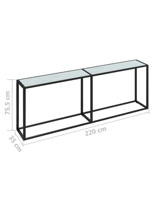 Konsoles galdiņš, marmora raksts, 220x35x75,5 cm, rūdīts stikls