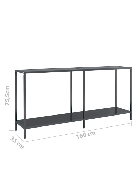 Konsoles galdiņš, 160x35x75,5 cm, rūdīts stikls, melns