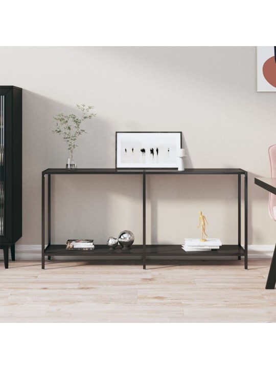 Konsoles galdiņš, 160x35x75,5 cm, rūdīts stikls, melns