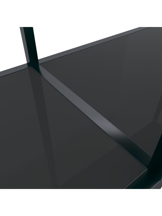 Konsoles galdiņš, 180x35x75,5 cm, rūdīts stikls, melns