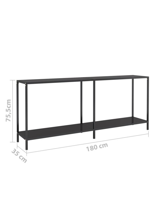 Konsoles galdiņš, 180x35x75,5 cm, rūdīts stikls, melns