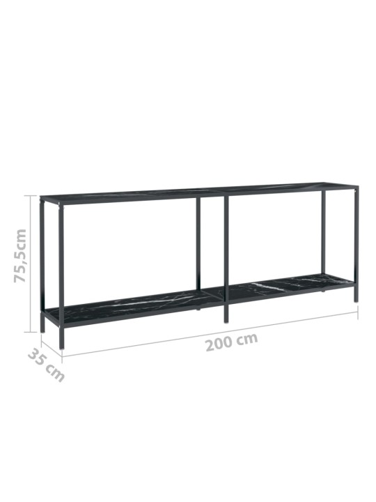 Konsoles galds, 200x35x75,5 cm, rūdīts stikls, melns