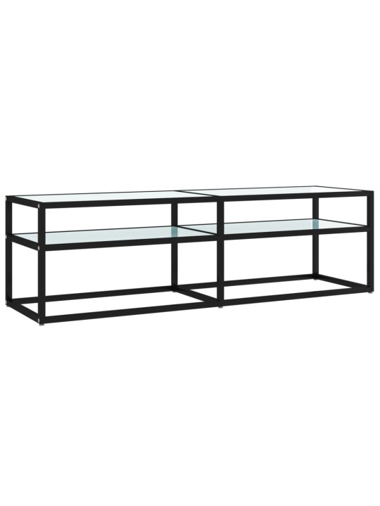 Tv plaukts, 140x40x40,5 cm, rūdīts stikls, balts marmora raksts