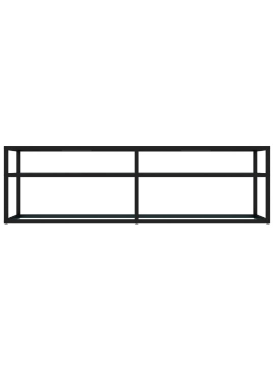 Tv plaukts, 140x40x40,5 cm, rūdīts stikls, balts marmora raksts