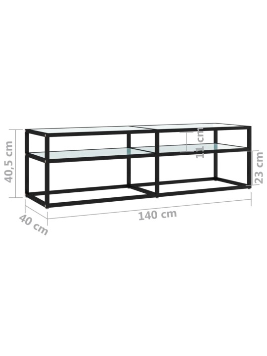 Tv plaukts, 140x40x40,5 cm, rūdīts stikls, balts marmora raksts
