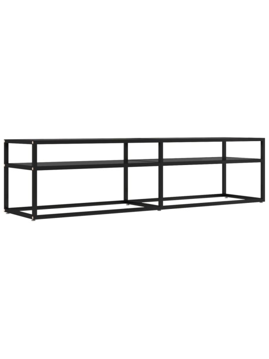 Tv plaukts, melns, 160x40x40,5 cm, rūdīts stikls