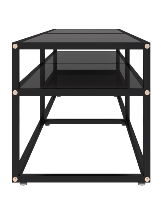 Tv plaukts, melns, 160x40x40,5 cm, rūdīts stikls