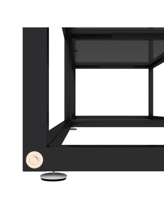 Tv plaukts, melns, 160x40x40,5 cm, rūdīts stikls