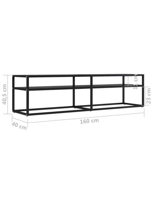 Tv plaukts, melns, 160x40x40,5 cm, rūdīts stikls