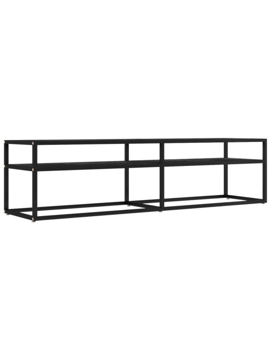 Tv plaukts, 160x40x40,5 cm, rūdīts stikls, melns marmora raksts