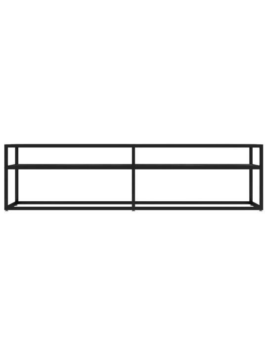 Tv plaukts, 160x40x40,5 cm, rūdīts stikls, melns marmora raksts