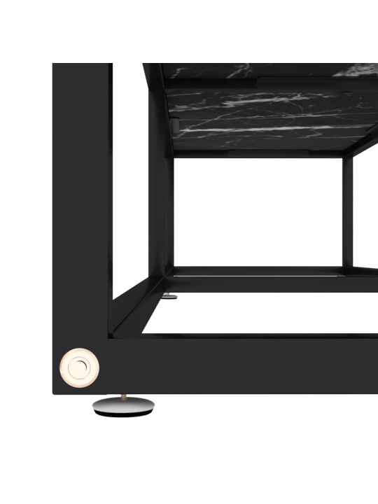 Tv plaukts, 160x40x40,5 cm, rūdīts stikls, melns marmora raksts