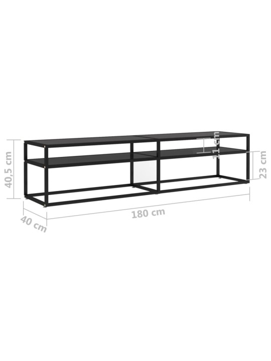 Tv plaukts, melns, 180x40x40,5 cm, rūdīts stikls