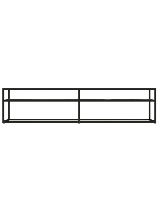 Tv plaukts, 180x40x40,5 cm, rūdīts stikls, melns marmora raksts