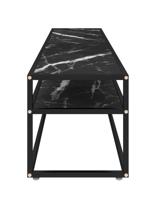 Tv plaukts, 180x40x40,5 cm, rūdīts stikls, melns marmora raksts