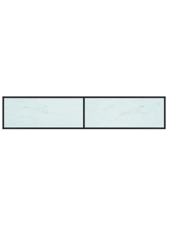 Tv plaukts, 200x40x40,5 cm, rūdīts stikls, balts marmora raksts