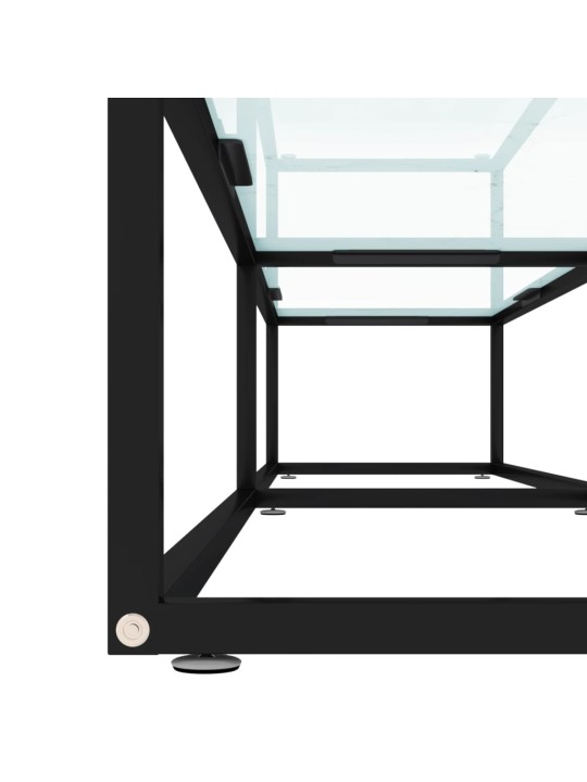 Tv plaukts, 200x40x40,5 cm, rūdīts stikls, balts marmora raksts