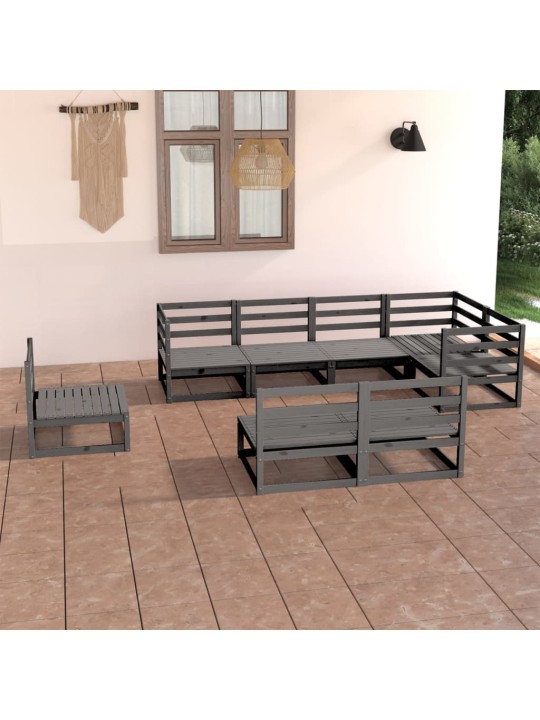 8-daļīgs dārza atpūtas mēbeļu komplekts, pelēks, priedes koks