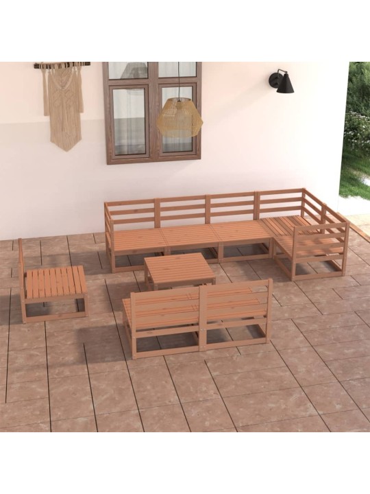 9-daļīgs dārza atpūtas mēbeļu komplekts, brūns priedes koks